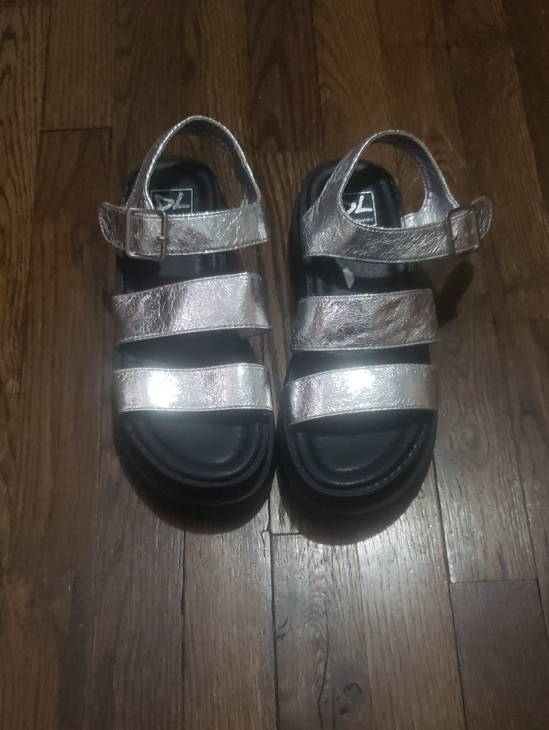 Dirty Laundry Silver Metallic TripleStrap Platform Sandals
